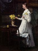 Carl d Unker Arranging daffodils painting